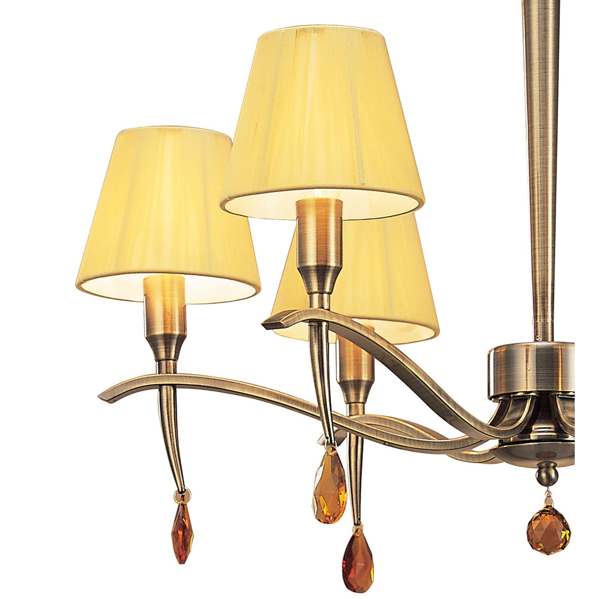 Siena 63cm 6 Light Amber Crystal Chandelier - Brass With Amber Shades