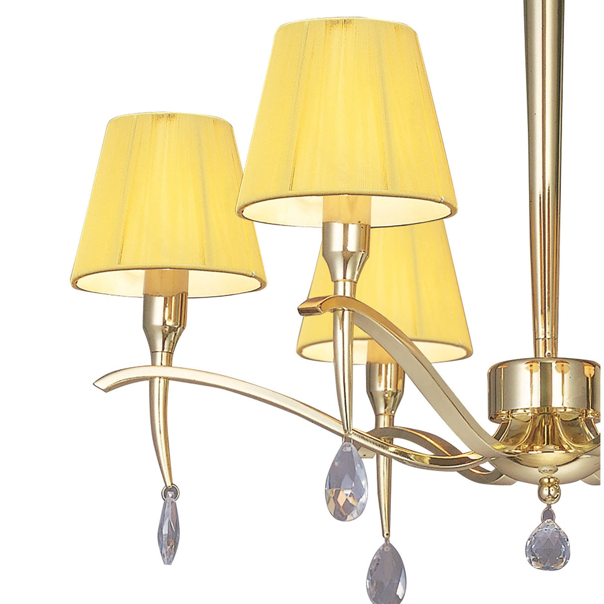 Siena 63cm 6 Light Chrome Crystal Chandelier - Brass With Amber Shades
