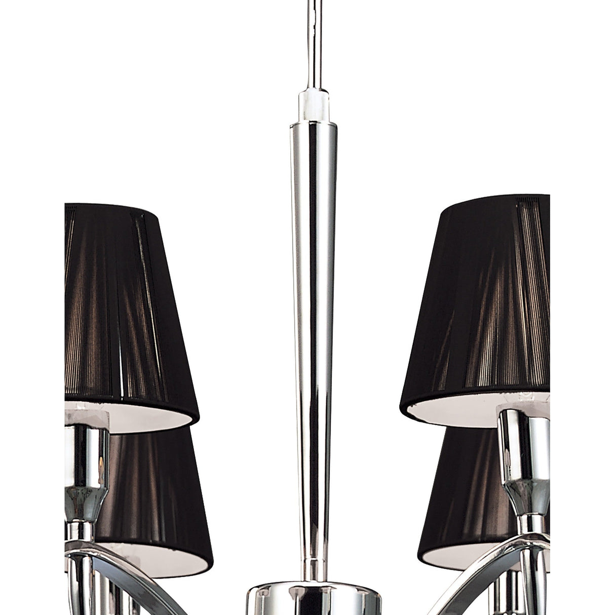Siena 63cm 6 Light Black Crystal Chandelier - Chrome With Black Shades