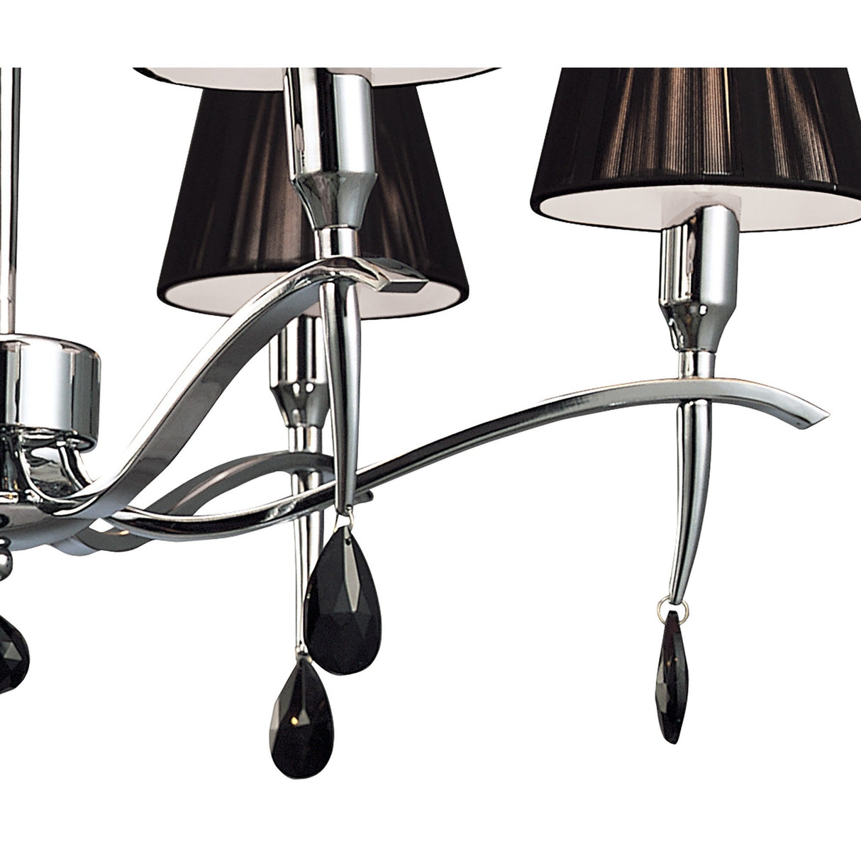 Siena 63cm 6 Light Black Crystal Chandelier - Chrome With Black Shades