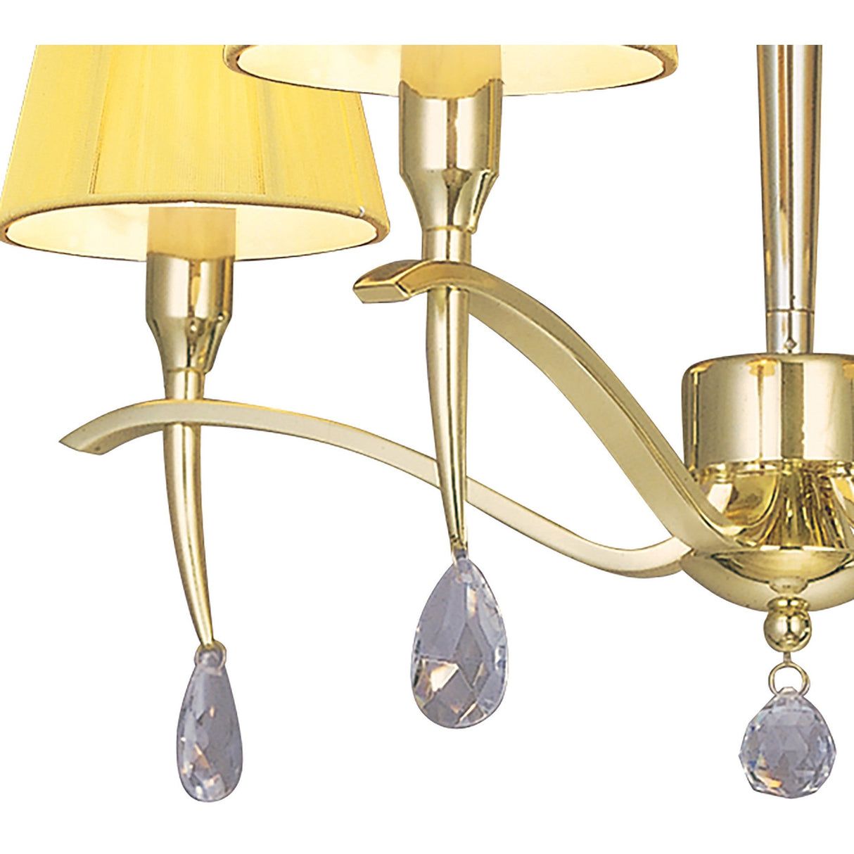 Siena 55cm 4 Light Chrome Crystal Chandelier - Brass With Amber Shades