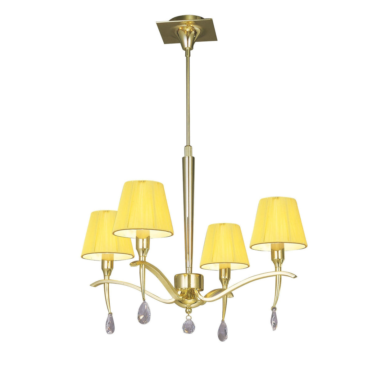 Siena 55cm 4 Light Chrome Crystal Chandelier - Brass With Amber Shades