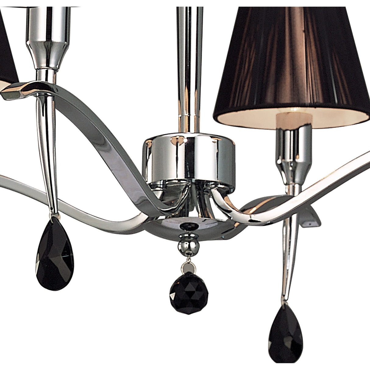 Siena 55cm 4 Light Black Crystal Chandelier - Chrome With Black Shades