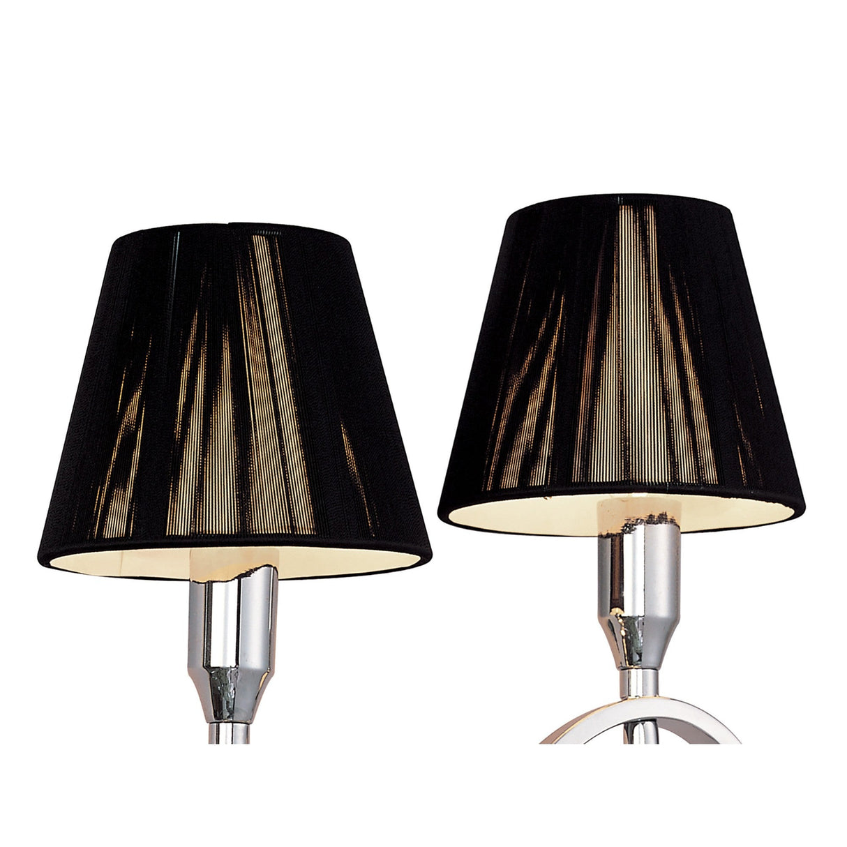 Siena 2 Light Crystal Wall Light With Switch - Chrome With Black Shades