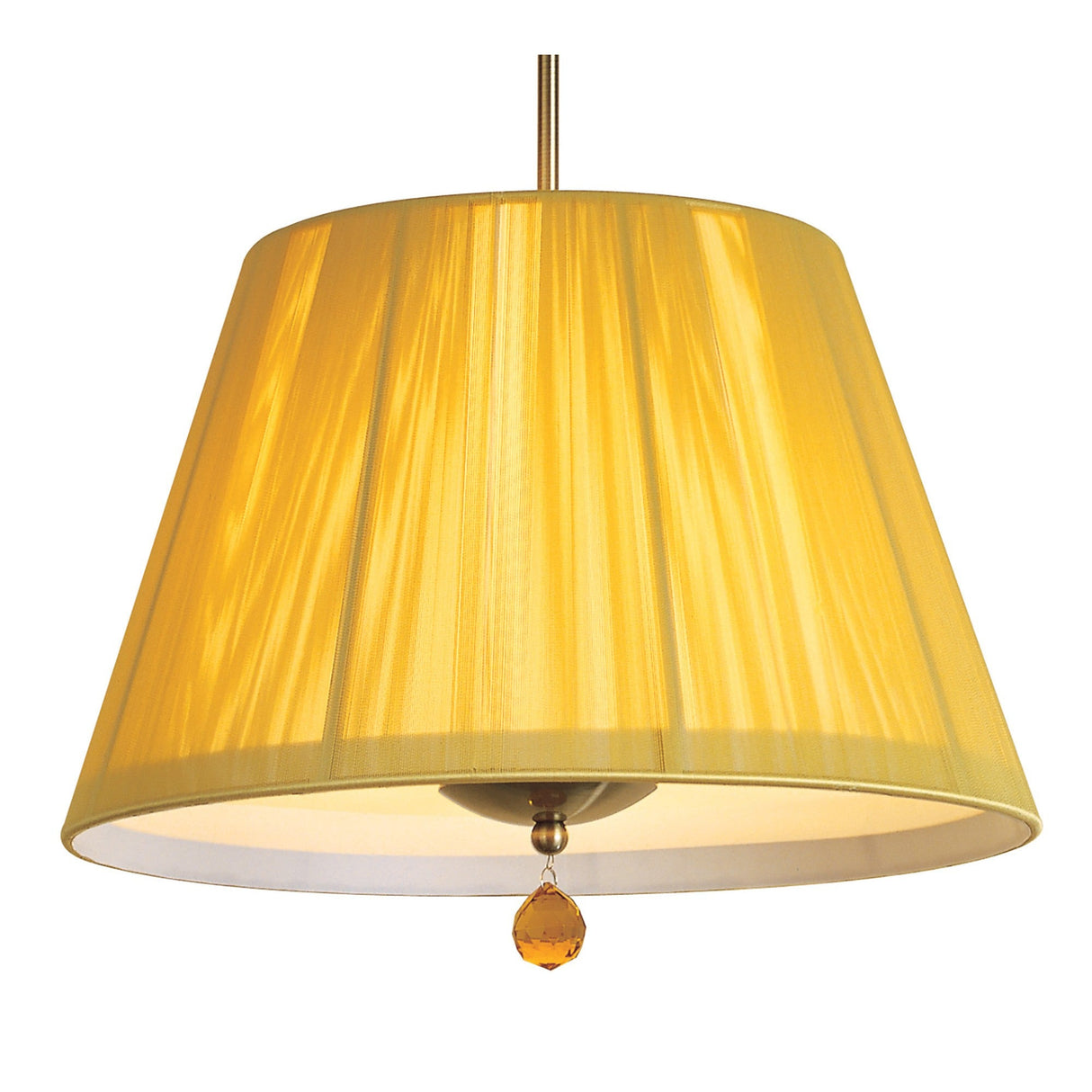 Siena 40cm 1 Light Crystal Pendant Light - Antique Brass & Amber