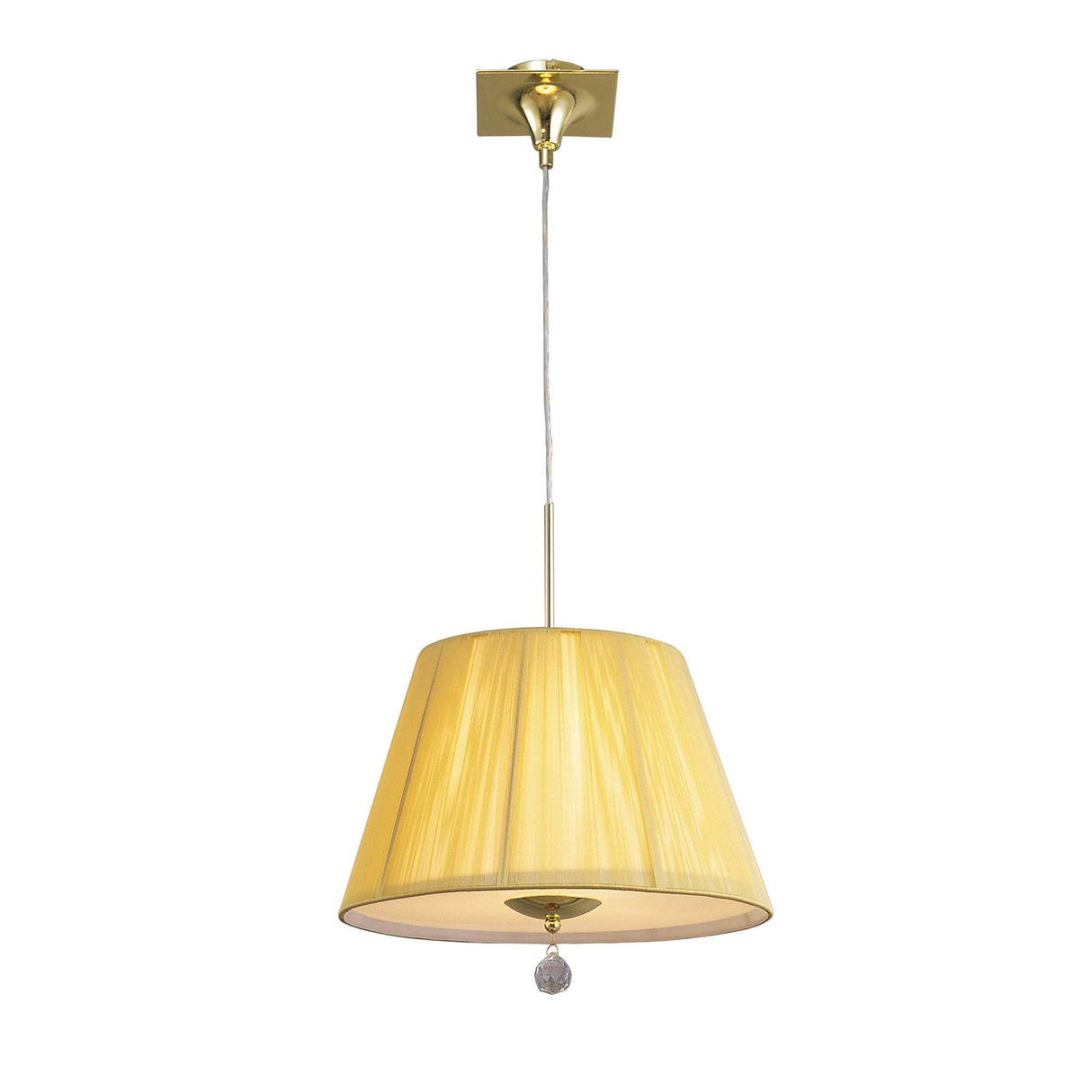 Siena 40cm 1 Light Crystal Pendant Light - Polished Brass & Amber