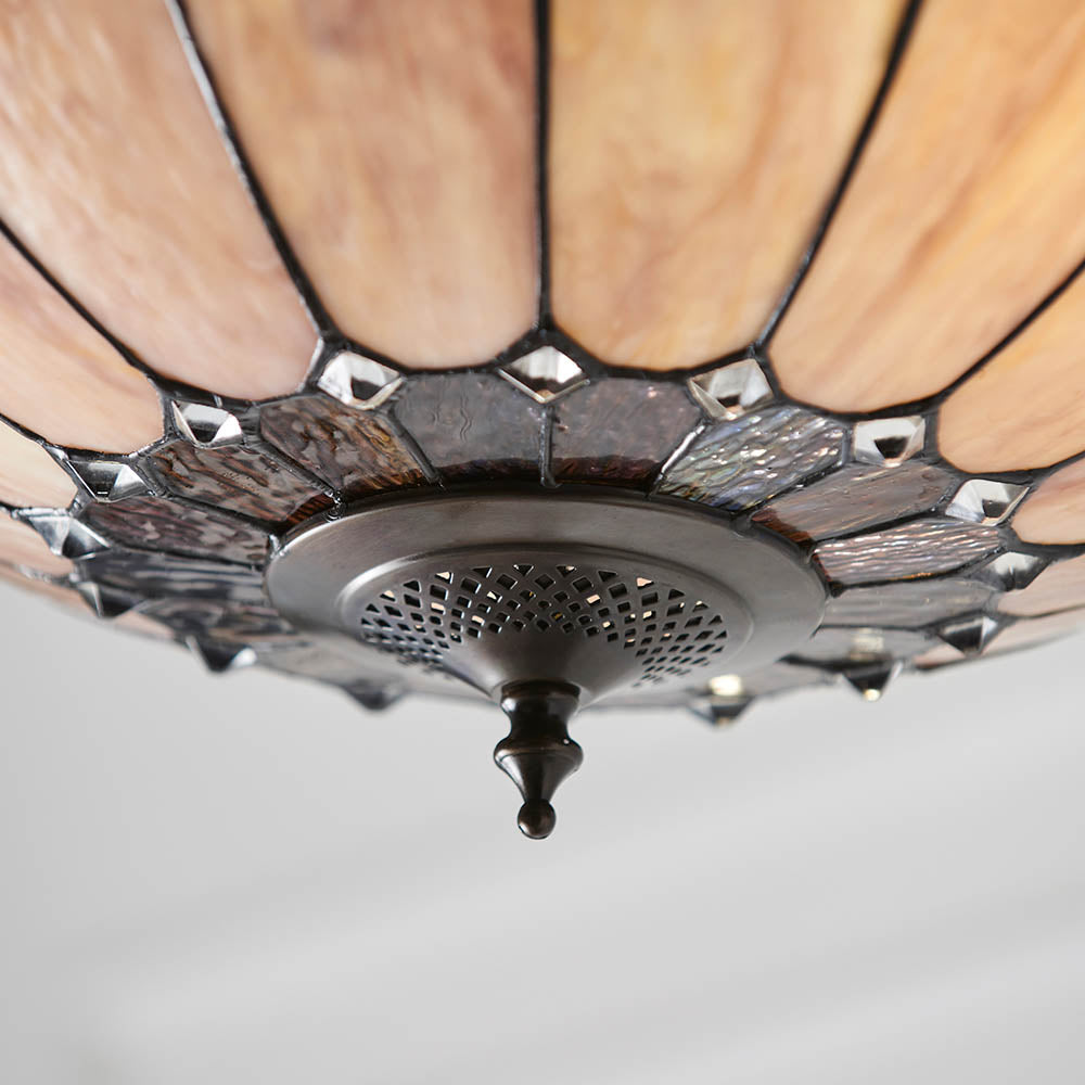 Marlgrove Large 3 Light Tiffany Inverted Pendant - Multicoloured