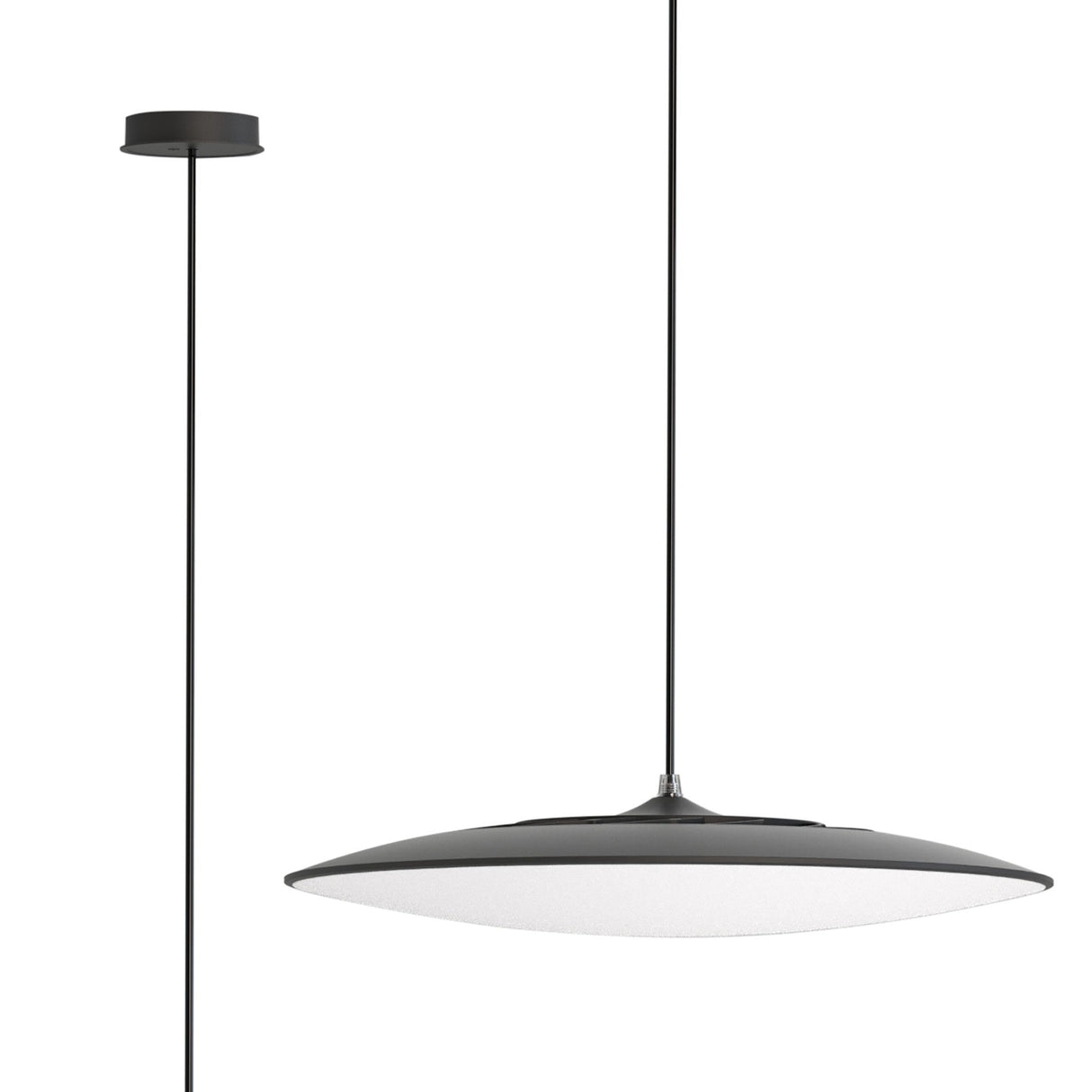 Slim 46cm Round LED Pendant Light 50W 4000K - Black