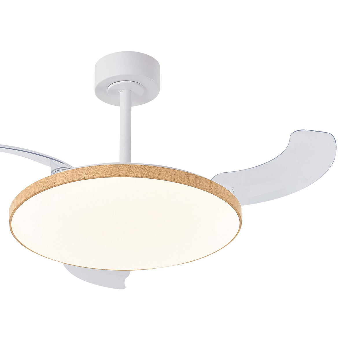 Slim CCT Dimmable LED Ceiling Fan Light With Remote Control - White/Brown