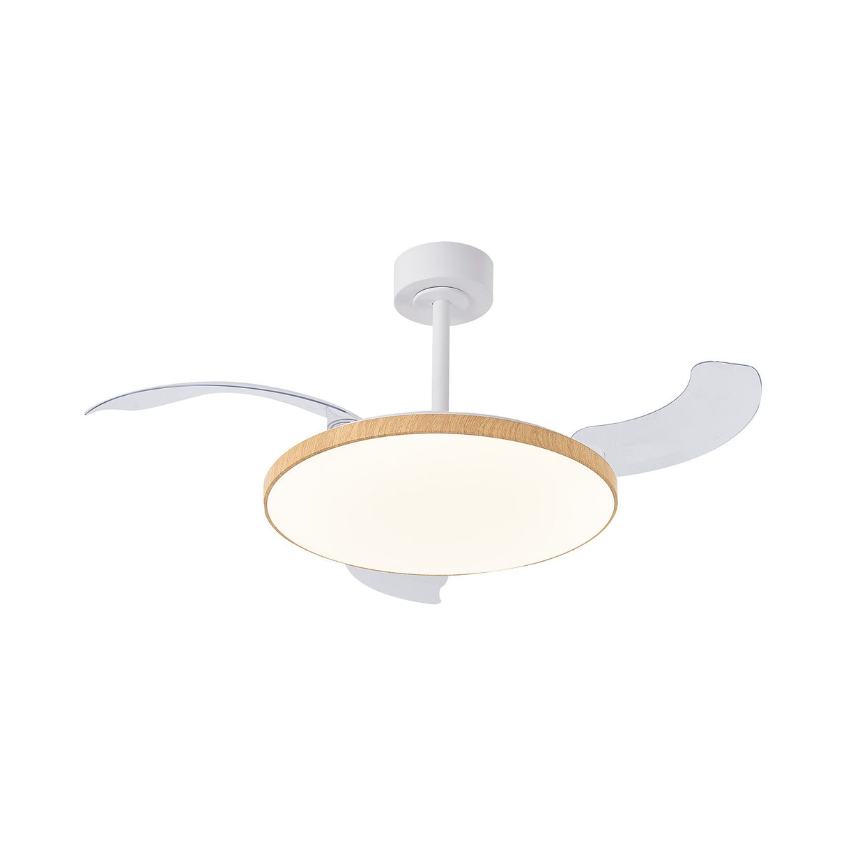 Slim CCT Dimmable LED Ceiling Fan Light With Remote Control - White/Brown