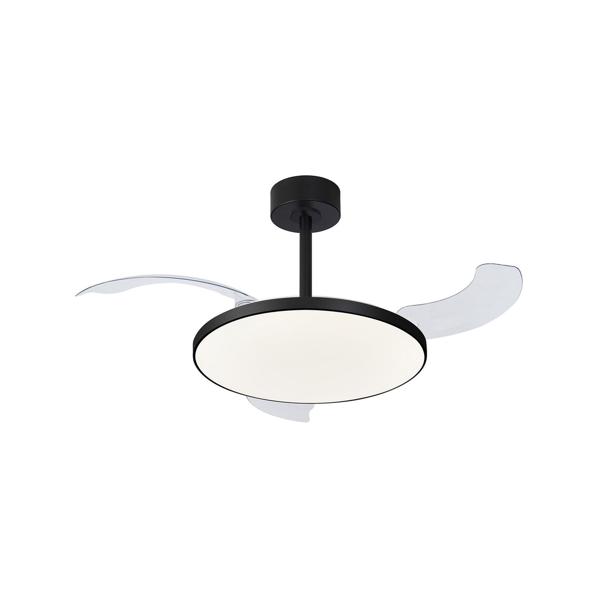 Slim CCT Dimmable LED Ceiling Fan Light With Remote Control - Black