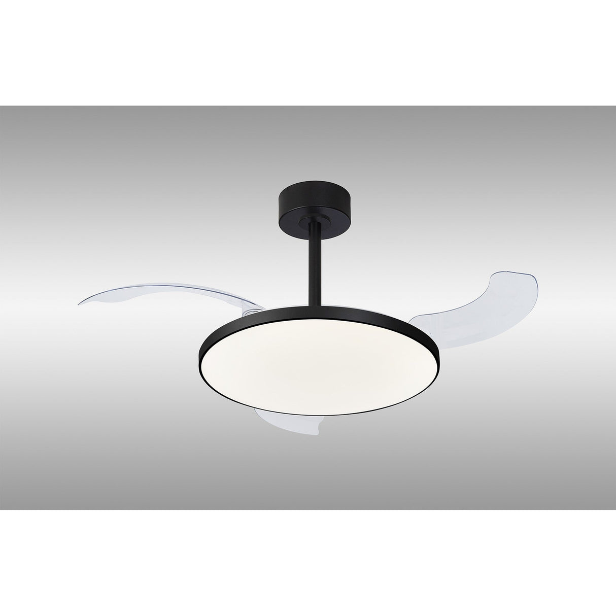 Slim CCT Dimmable LED Ceiling Fan Light With Remote Control - Black