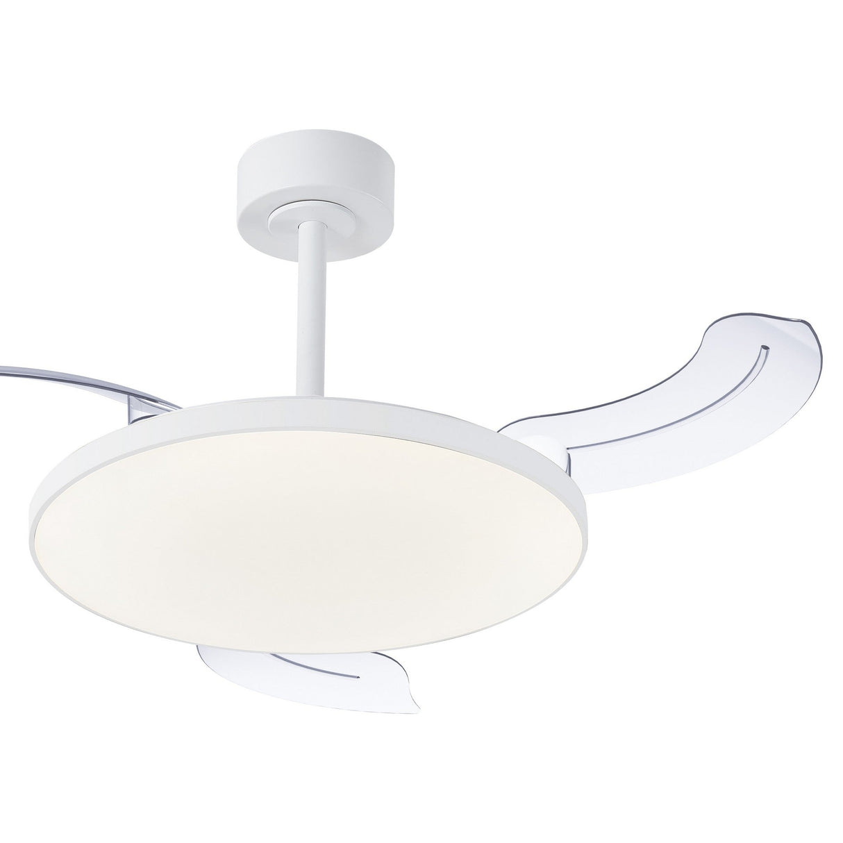 Slim Mini CCT Dimmable LED Ceiling Fan Light With Remote Control - White