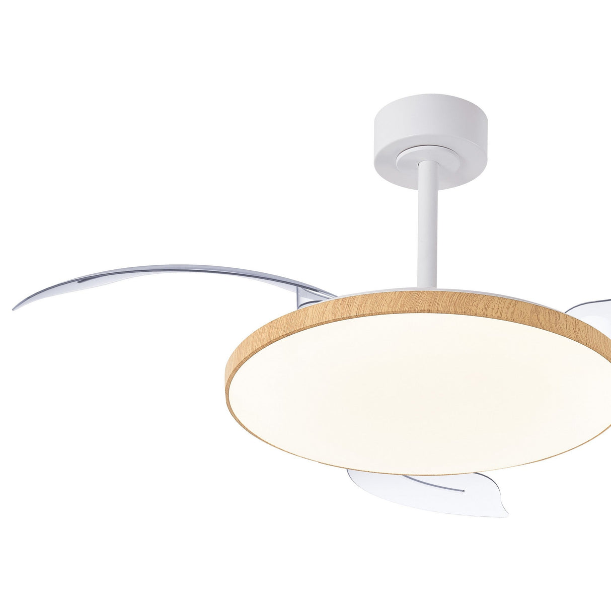 Slim Mini CCT Dimmable LED Ceiling Fan Light With Remote Control - White/Brown