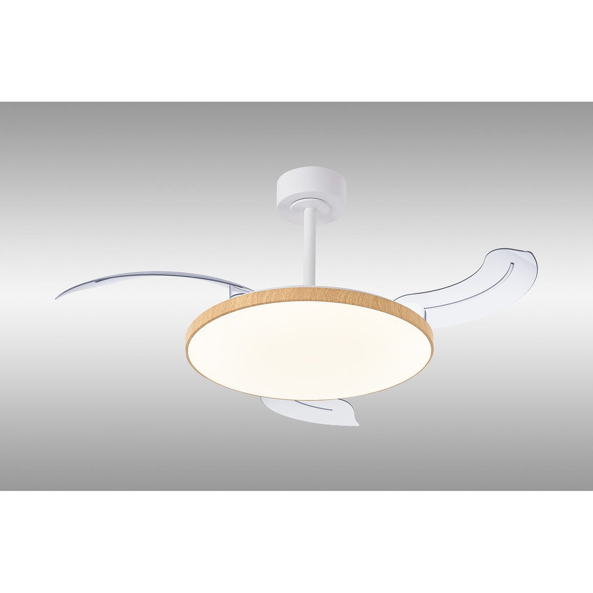 Slim Mini CCT Dimmable LED Ceiling Fan Light With Remote Control - White/Brown