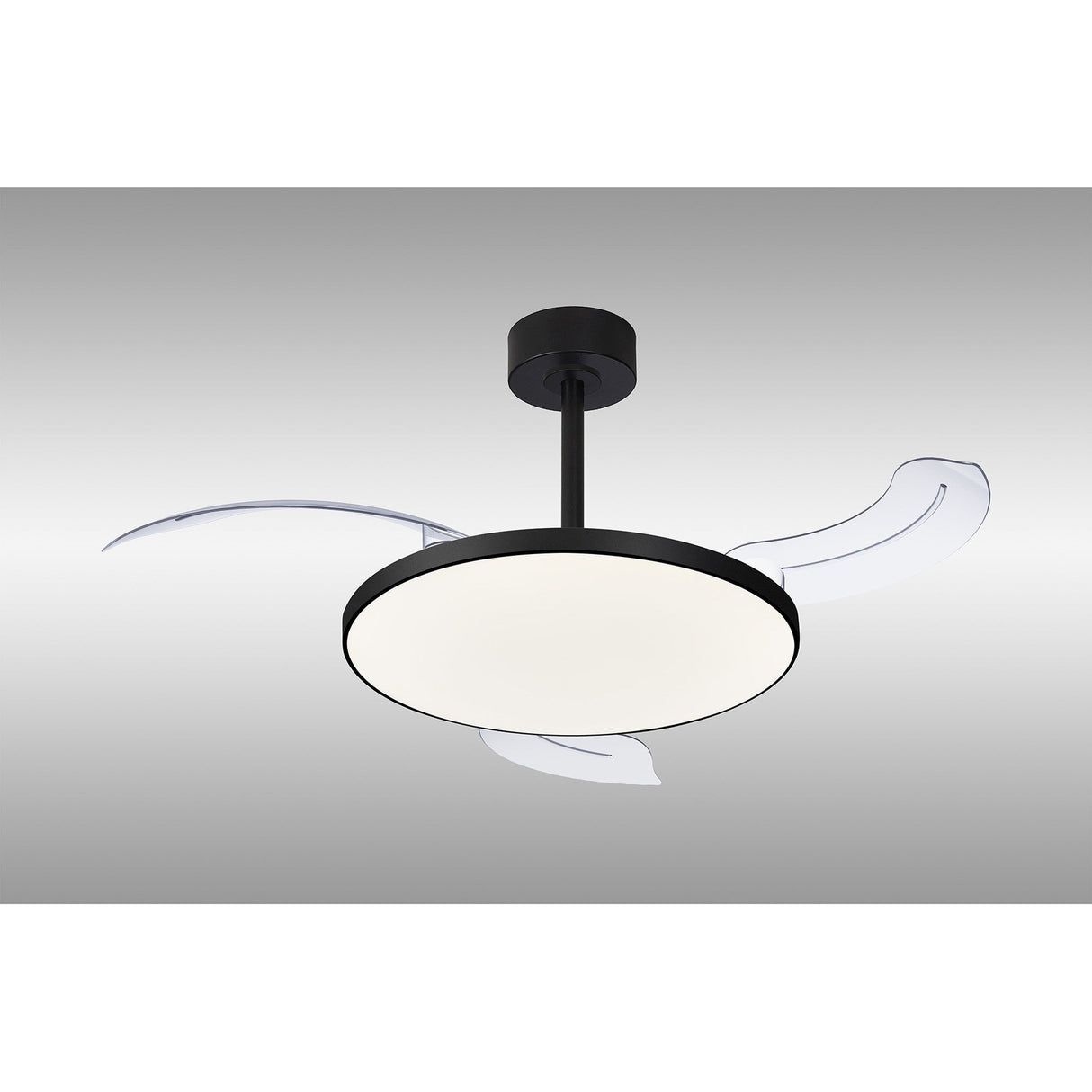 Slim Mini CCT Dimmable LED Ceiling Fan Light With Remote Control - Black