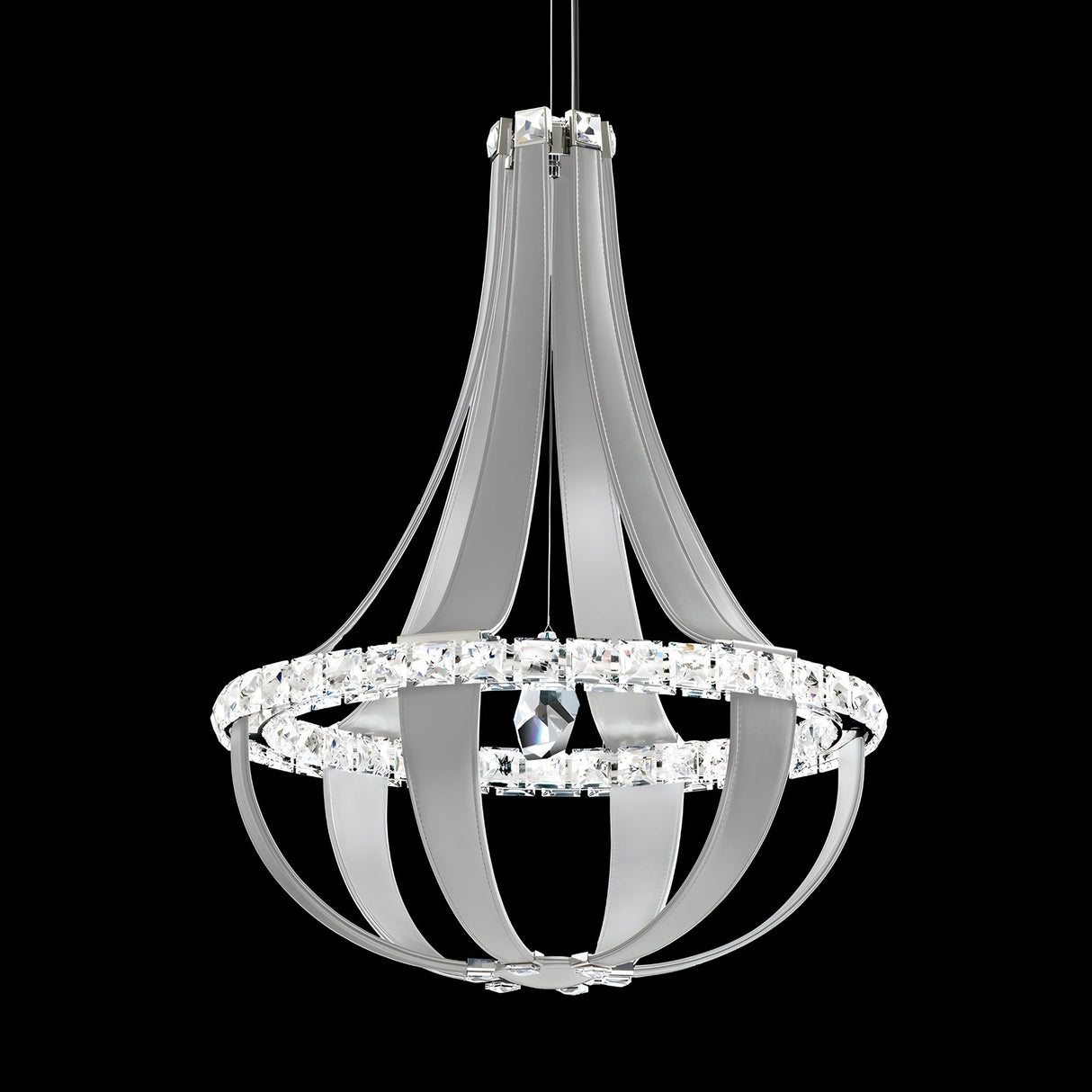Tessaro LED K9 Crystal & Leather Small Chandelier - Grey