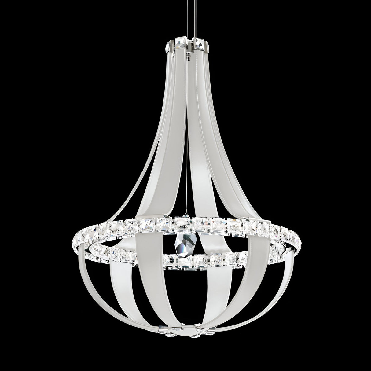 Tessaro LED K9 Crystal & Leather Small Chandelier - White