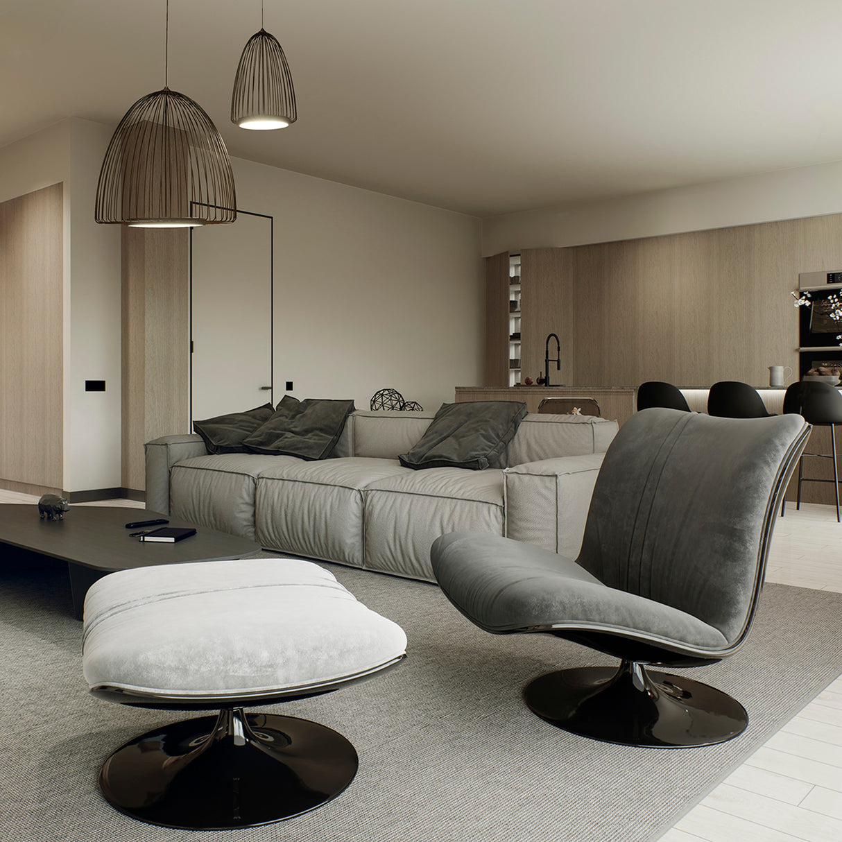 Smart 46cm LED Pendant Light 43W 3000K - Sand Black