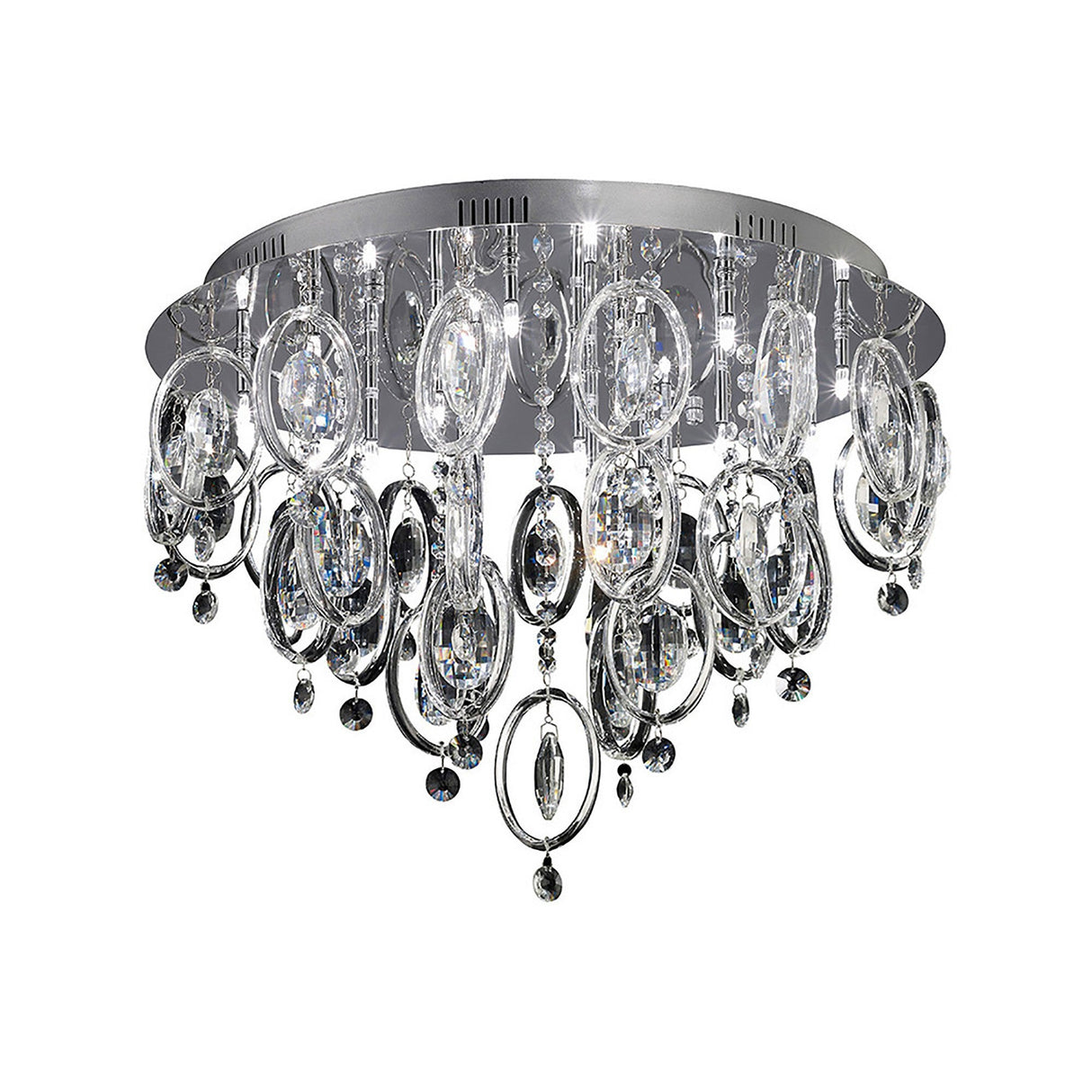 Solana 18 Light Crystal Flush Ceiling Light – Polished Chrome