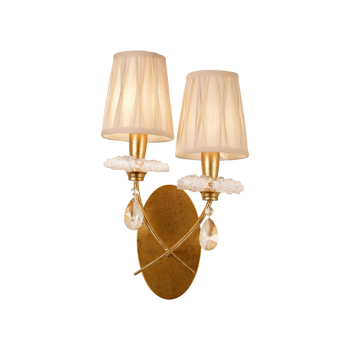 Sophie 2 Light Wall Light - Gold With Cream Shades