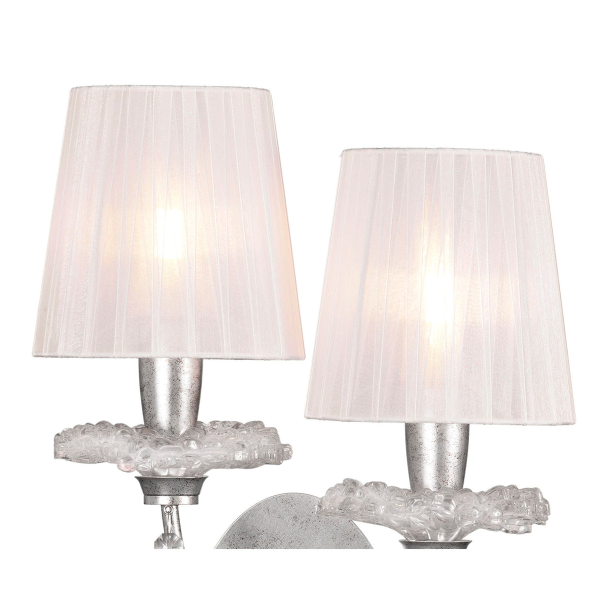 Sophie 2 Light Wall Light - Silver With White Shades