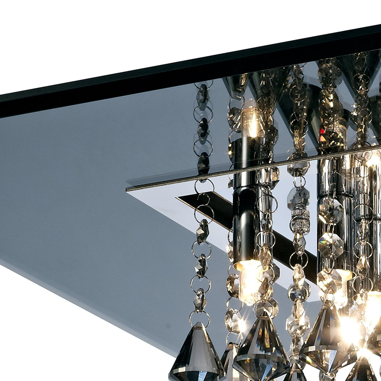 Starda 8 Light Smoked Crystal Flush Ceiling Light – Chrome