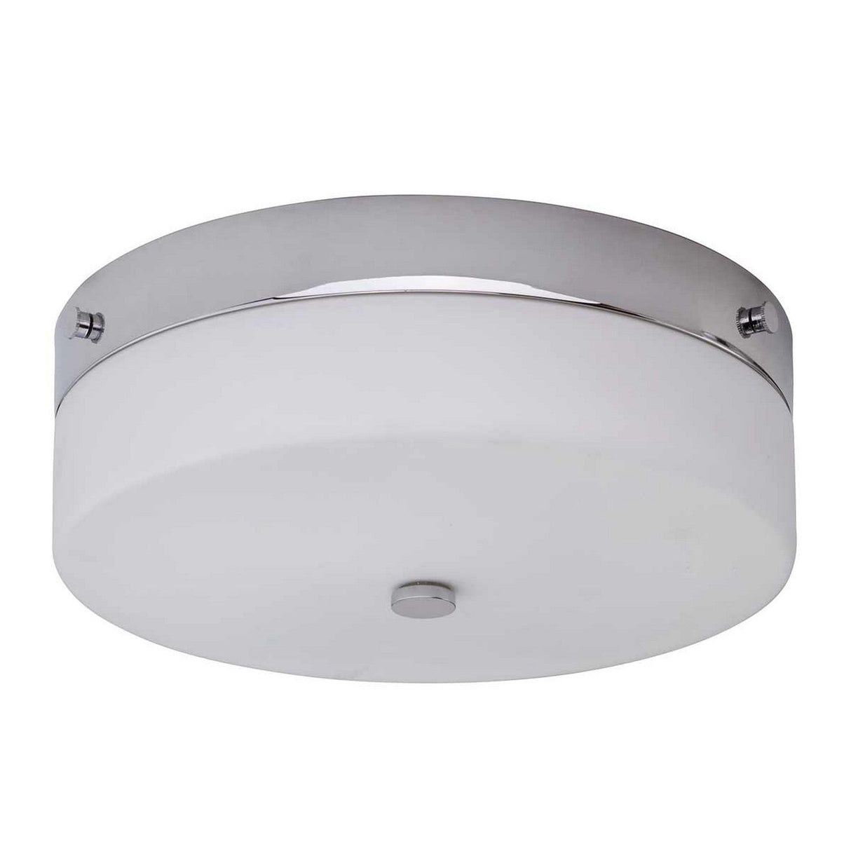 Introducing the Tamar 1 Light Large Flush in polished chrome—a contemporary ceiling light fixture that features a round design with a modern touch. It boasts a sleek polished chrome finish complemented by a frosted opal glass cover, making it an ideal flush-mounted LED lamp for minimalist and elegant interiors.