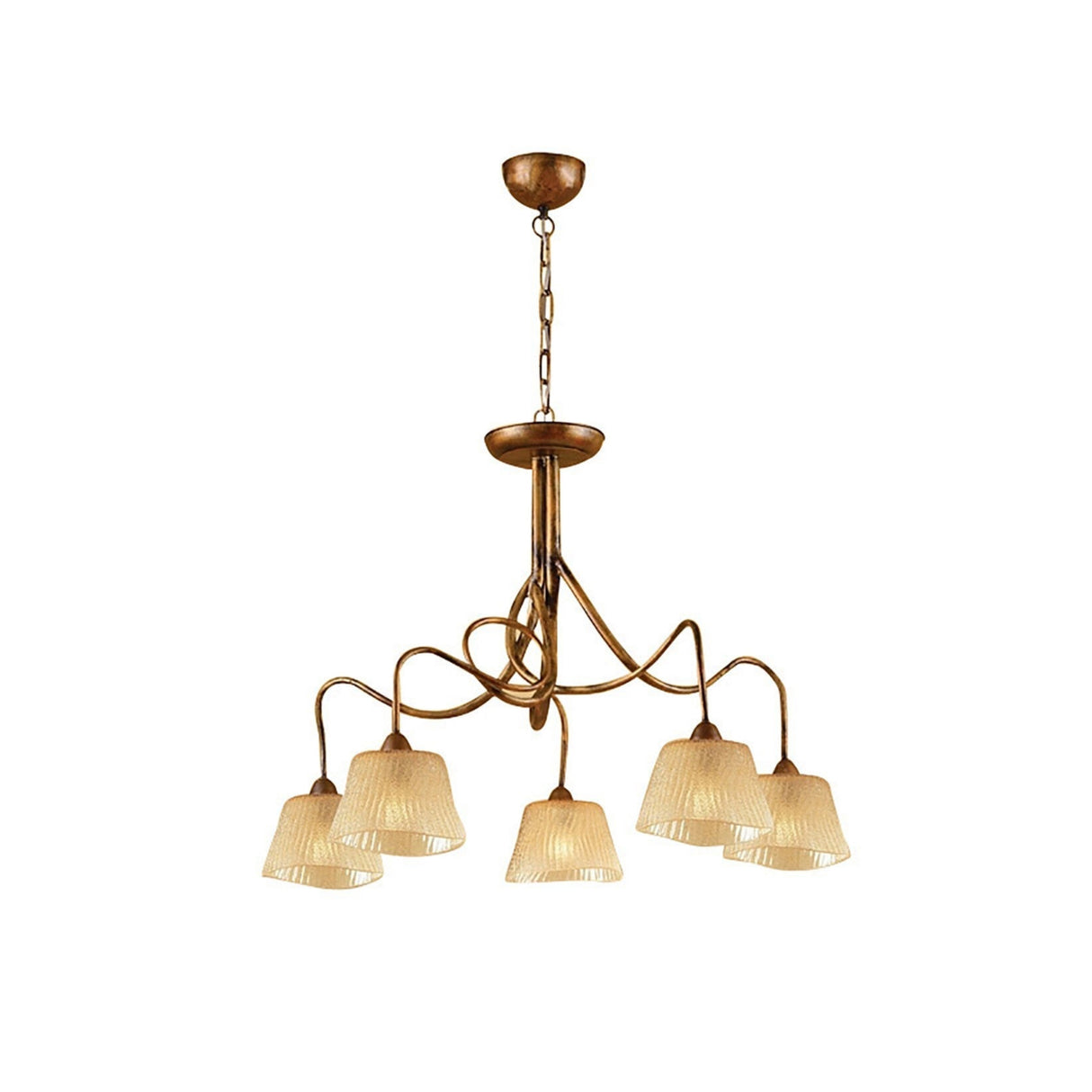 Tentacle 78cm 5 Light Chandelier - Rustic Gold