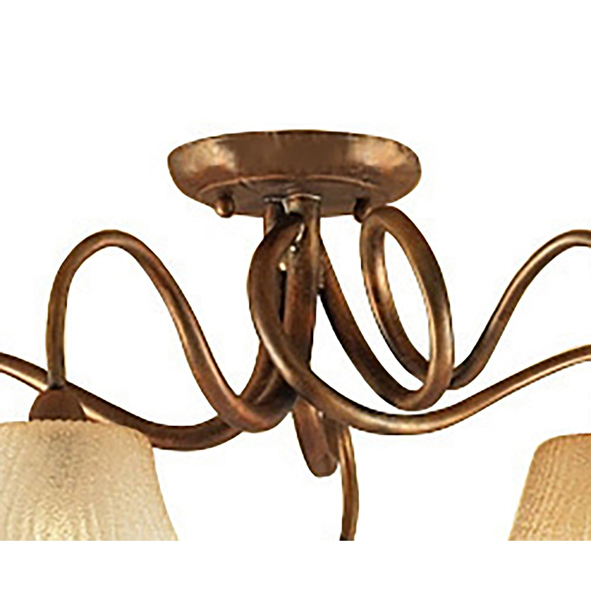 Tentacle 5 Light Semi-Flush Ceiling Light - Rustic Gold