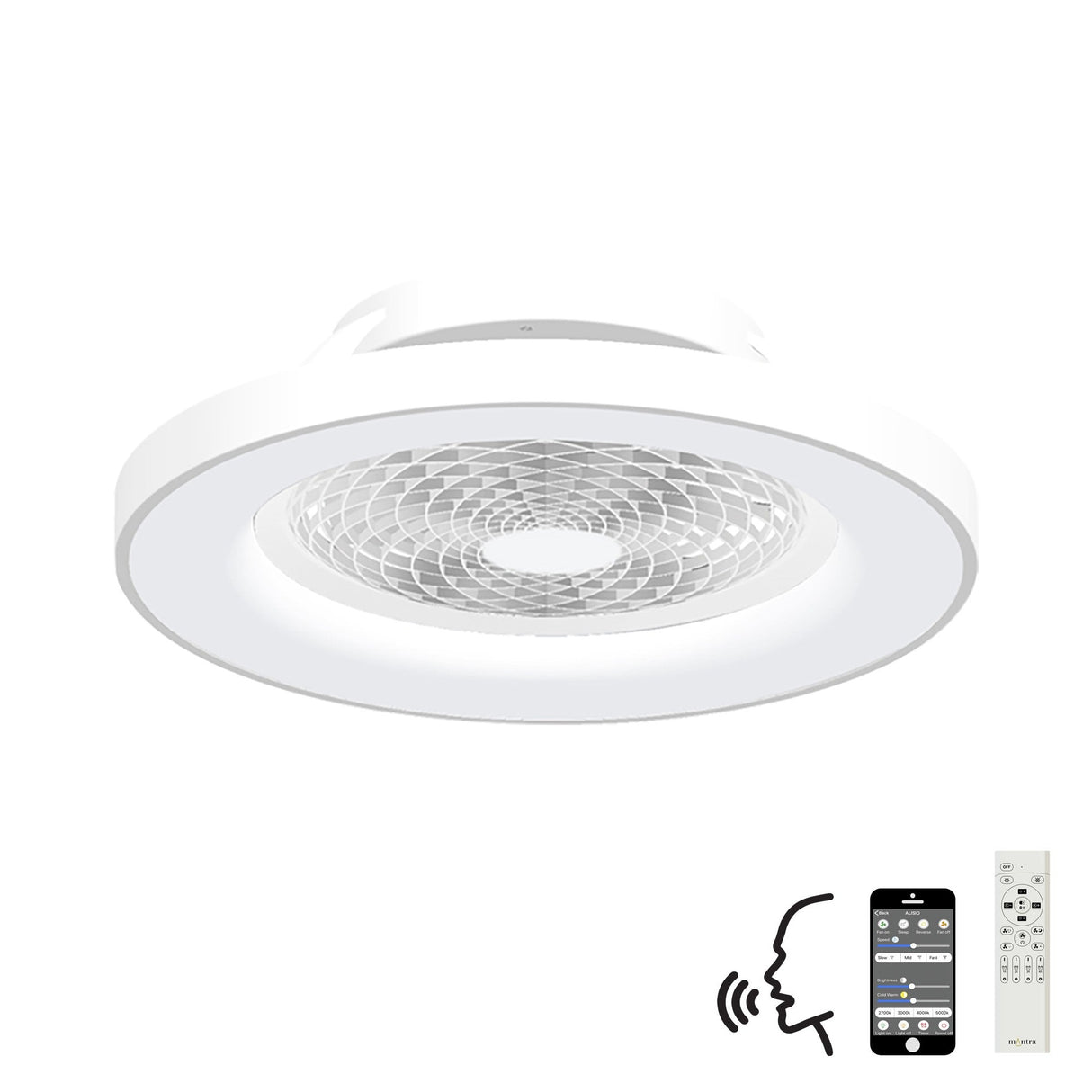 Tibet CCT Dimmable LED Ceiling Retractable Fan Light With Remote & Voice Control - White