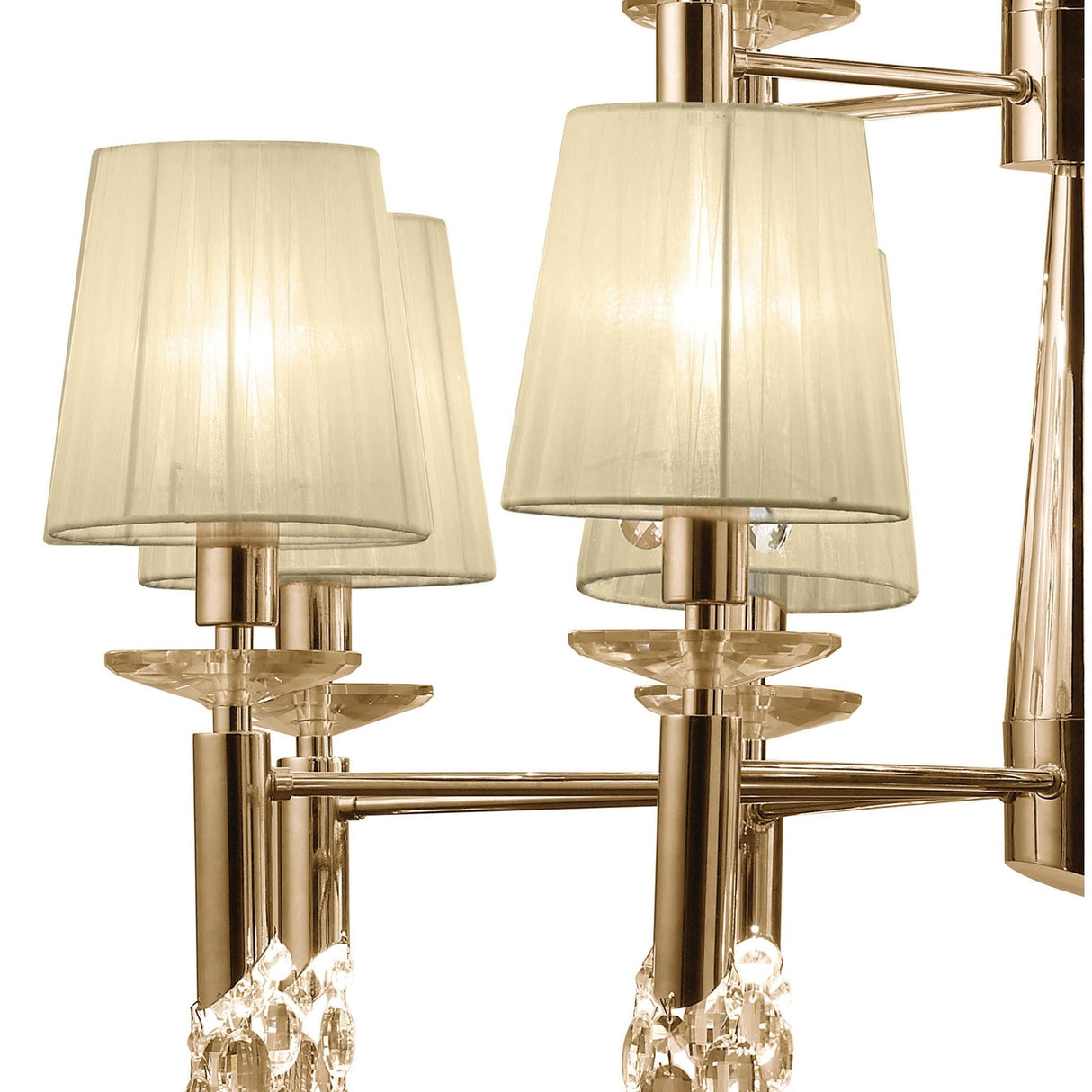 Tiffany 2 Tier 24 Light Crystal Chandelier - Gold With Cream Shades