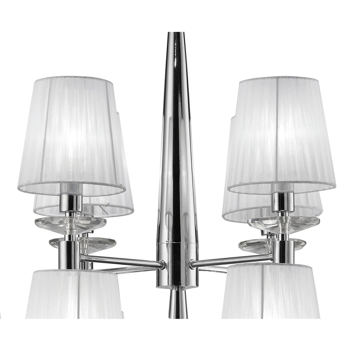 Tiffany 2 Tier 24 Light Crystal Chandelier - Chrome With White Shades