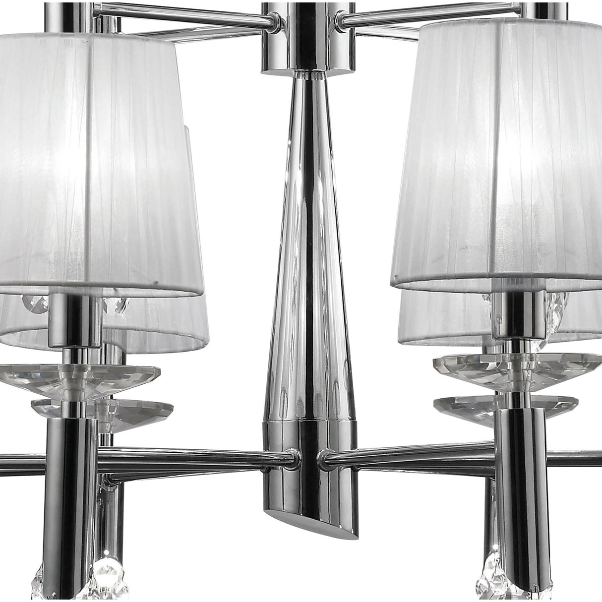 Tiffany 2 Tier 24 Light Crystal Chandelier - Chrome With White Shades