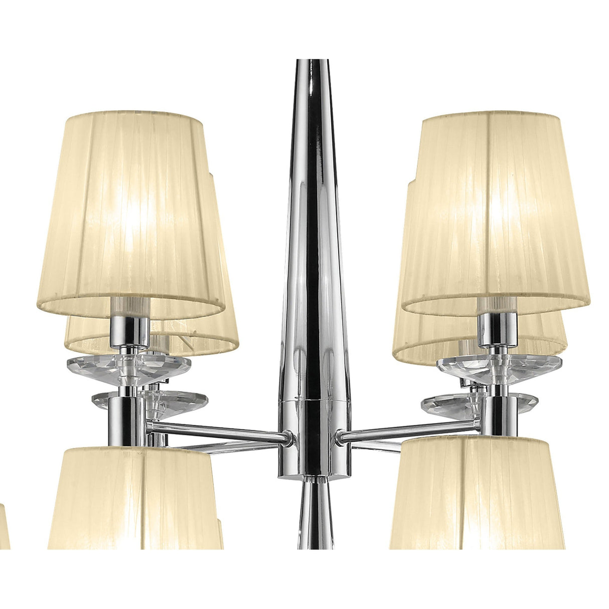 Tiffany 2 Tier 24 Light Crystal Chandelier - Chrome With Cream Shades