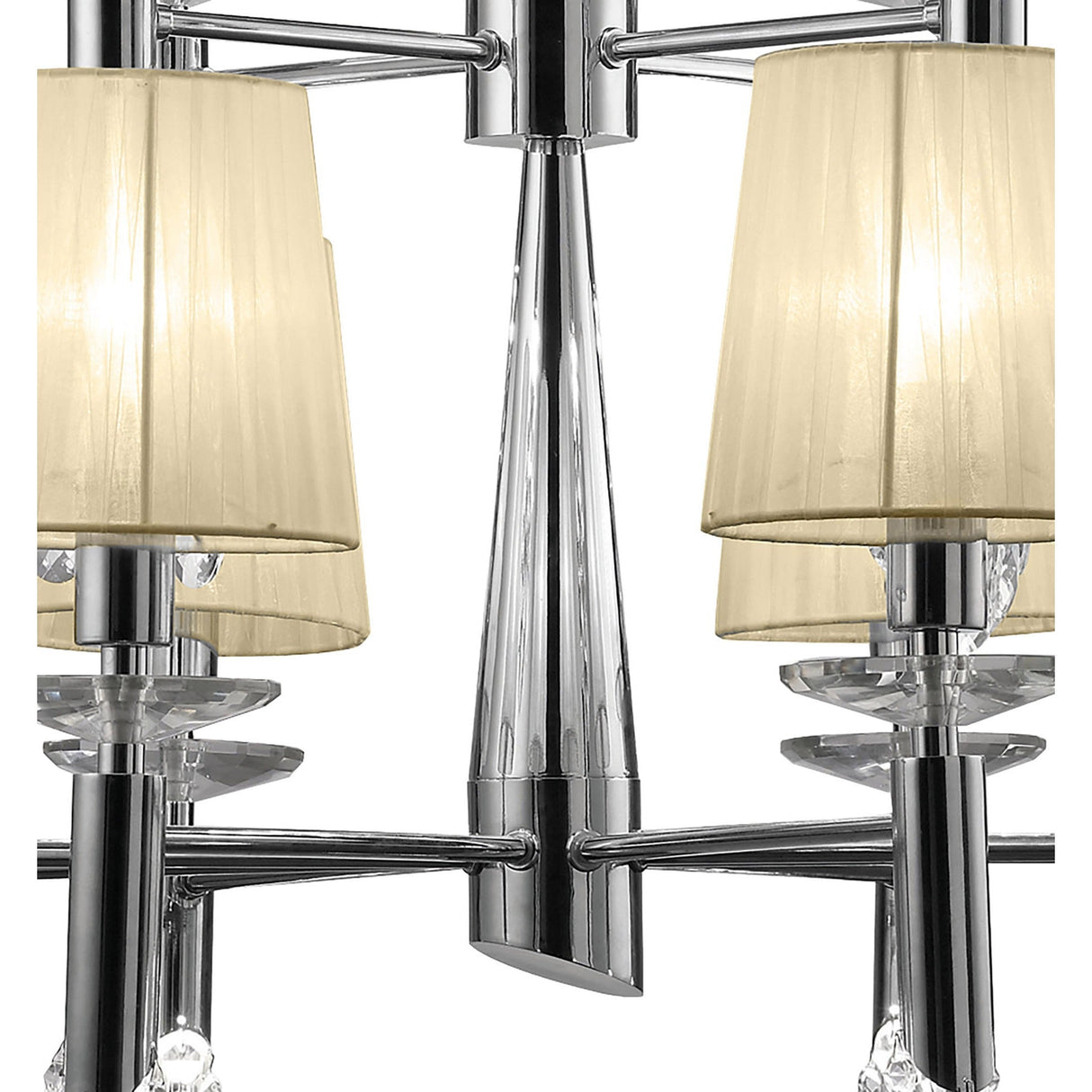 Tiffany 2 Tier 24 Light Crystal Chandelier - Chrome With Cream Shades