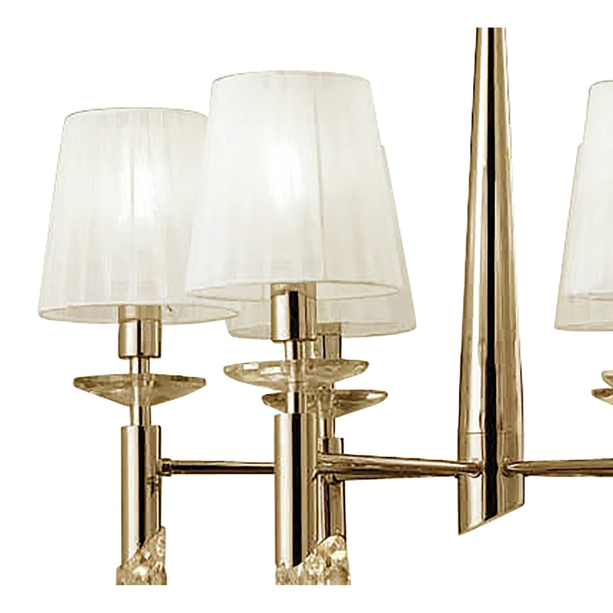 Tiffany 12 Light Crystal Chandelier - Gold With White Shades