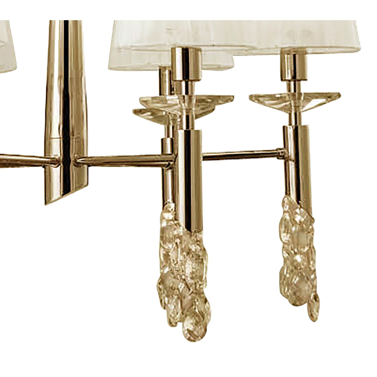 Tiffany 12 Light Crystal Chandelier - Gold With White Shades