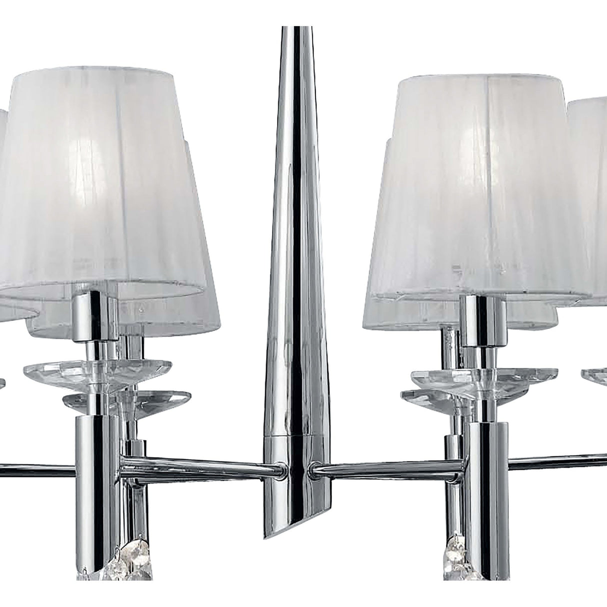 Tiffany  12 Light Crystal Chandelier - Chrome With White Shades