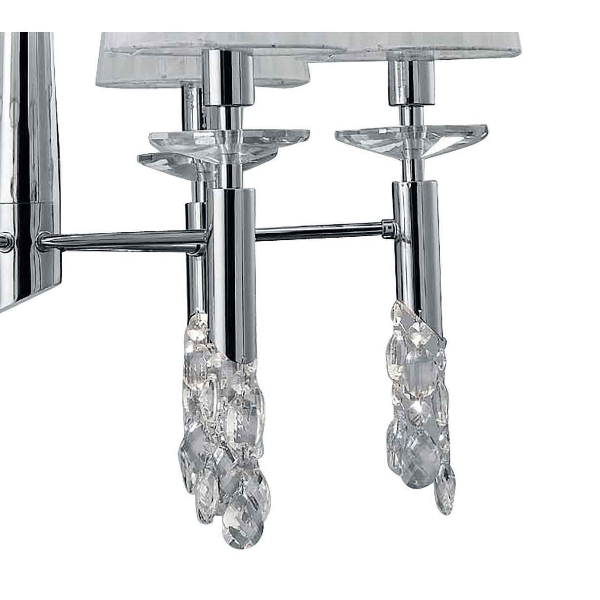 Tiffany  12 Light Crystal Chandelier - Chrome With White Shades