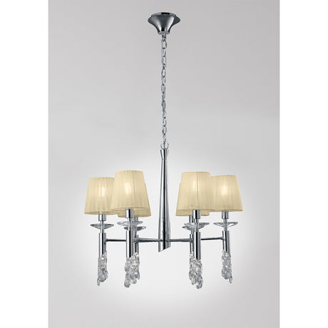 Tiffany 12 Light Crystal Chandelier - Chrome With Cream Shades