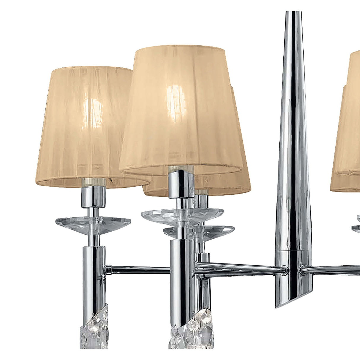 Tiffany 12 Light Crystal Chandelier - Chrome With Bronze Shades