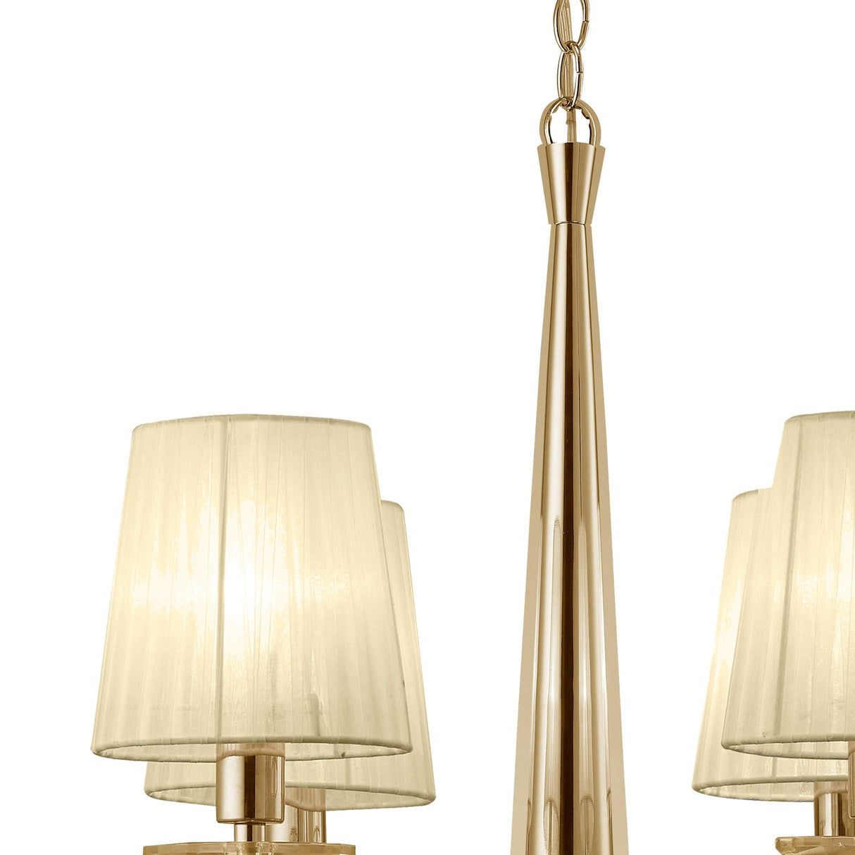 Tiffany 8 Light Crystal Chandelier - Gold With Cream Shades