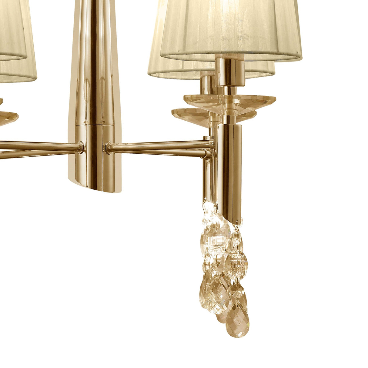 Tiffany 8 Light Crystal Chandelier - Gold With Cream Shades