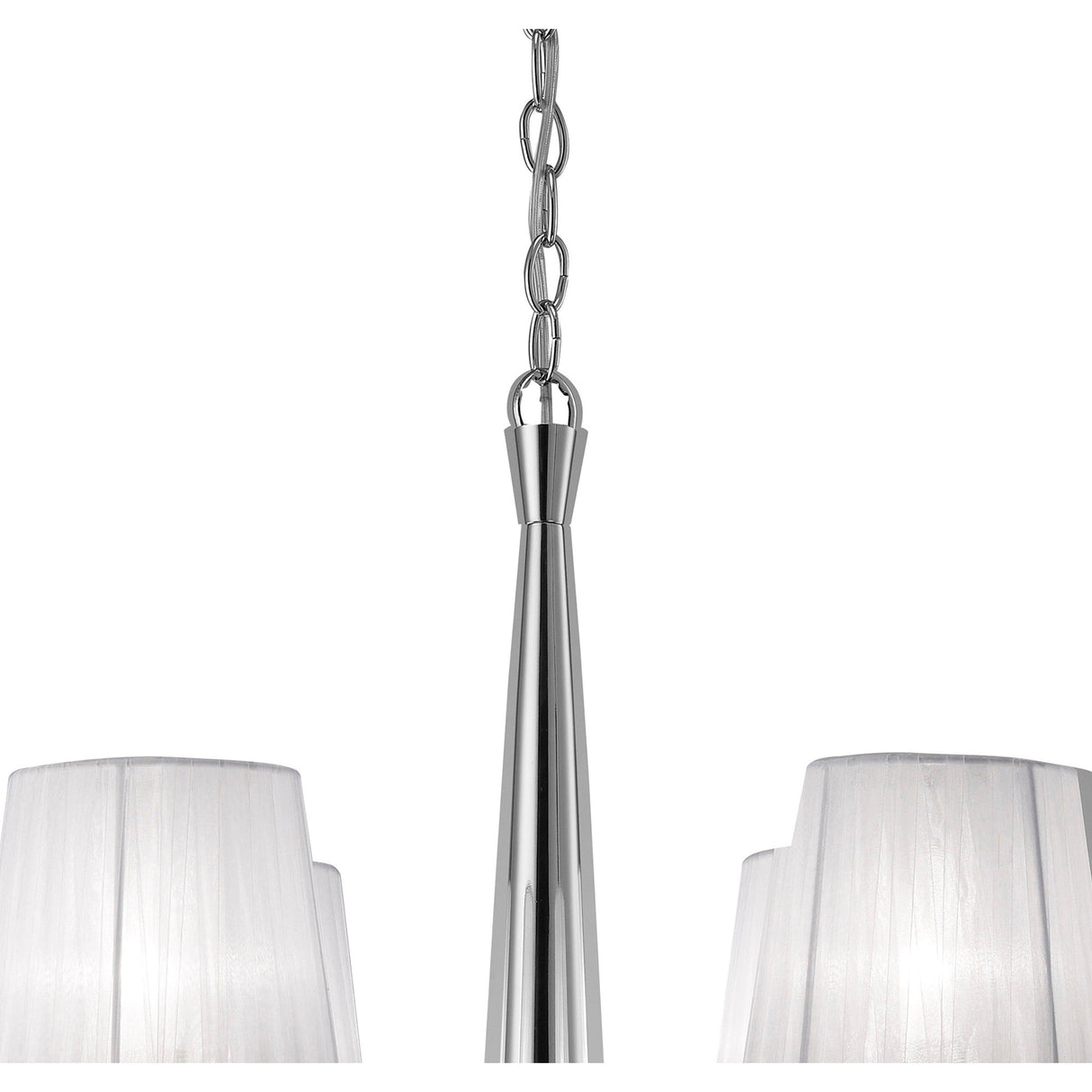 Tiffany 8 Light Crystal Chandelier - Chrome With White Shades