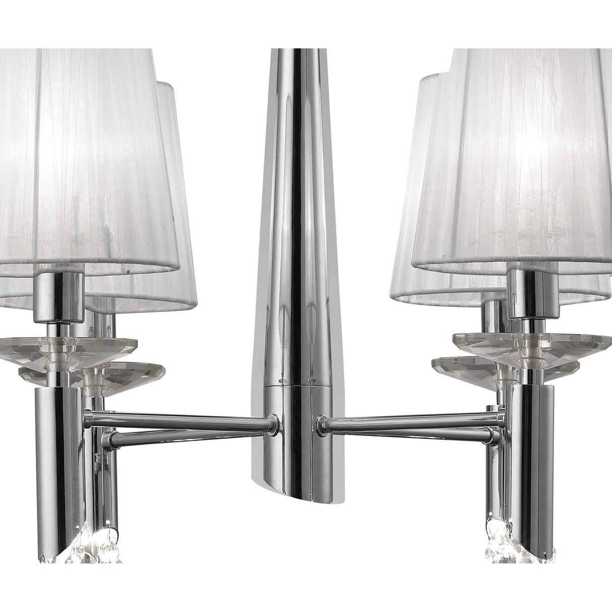 Tiffany 8 Light Crystal Chandelier - Chrome With White Shades