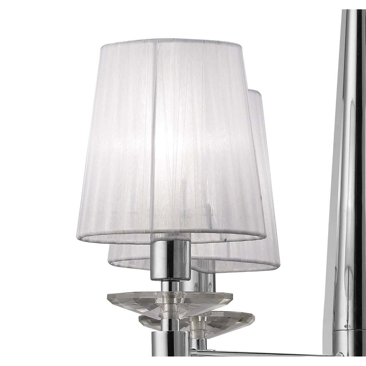 Tiffany 8 Light Crystal Chandelier - Chrome With White Shades