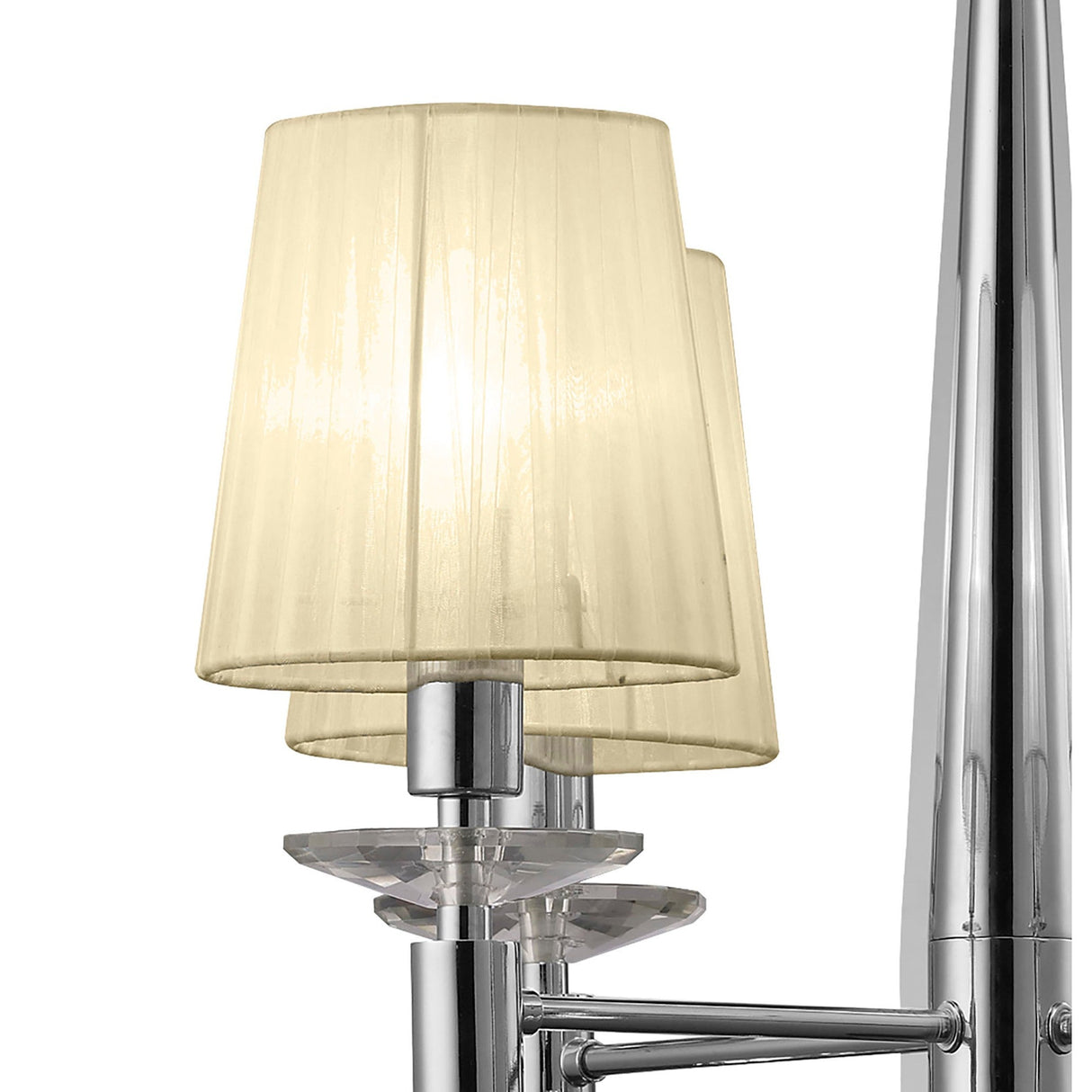 Tiffany  8 Light Crystal Chandelier - Chrome With Cream Shades