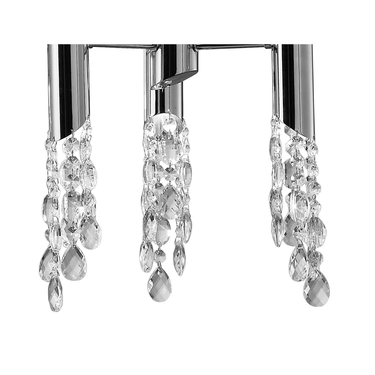 Tiffany Oval 8 Light Crystal Chandelier - Chrome With White Shade