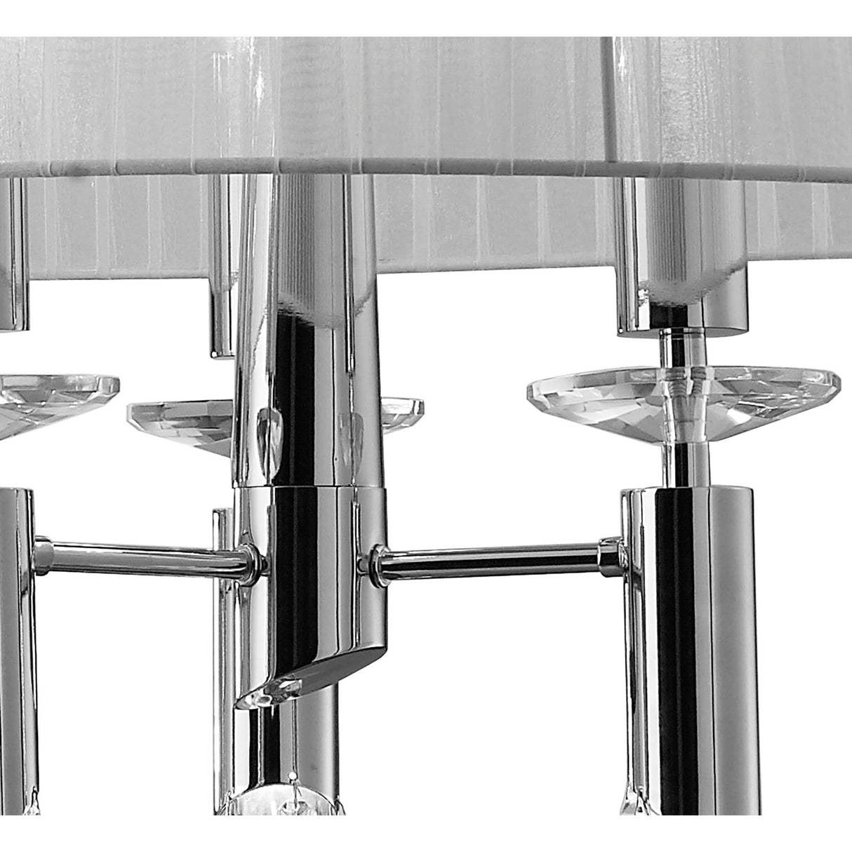 Tiffany Oval 8 Light Crystal Chandelier - Chrome With White Shade